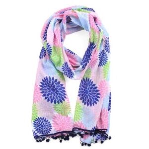 Malabar Bay Scarf w/ Pom Poms - Beach Wrap NWT
